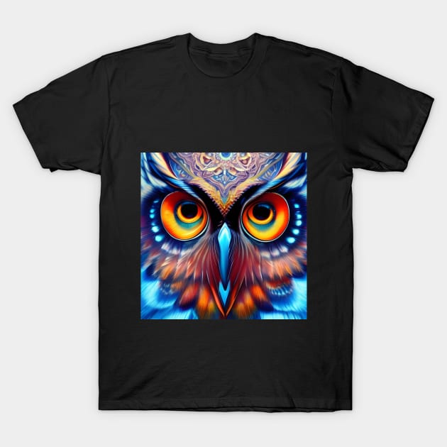 Colorful Staring Owl T-Shirt by vickycerdeira
